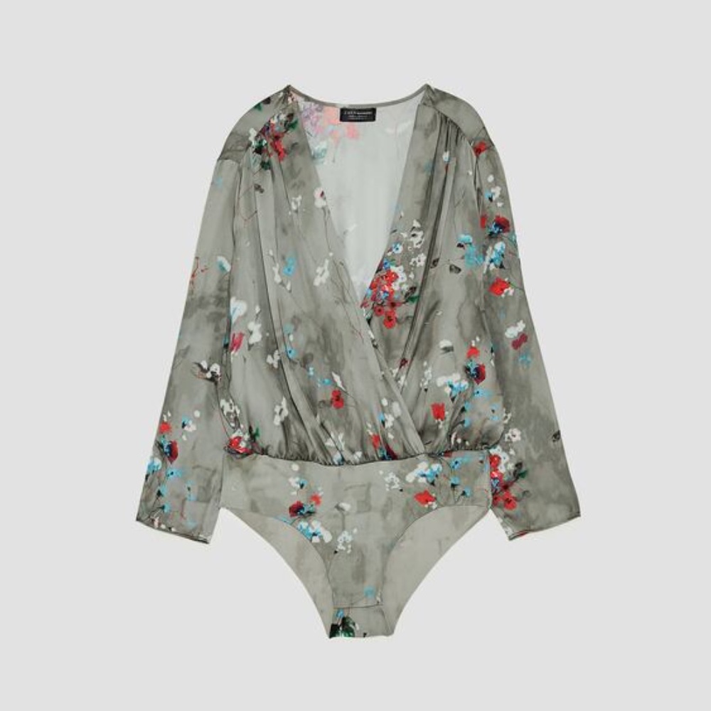 Zara Floral bodysuit with crossover neckline - Picture 5 of 5